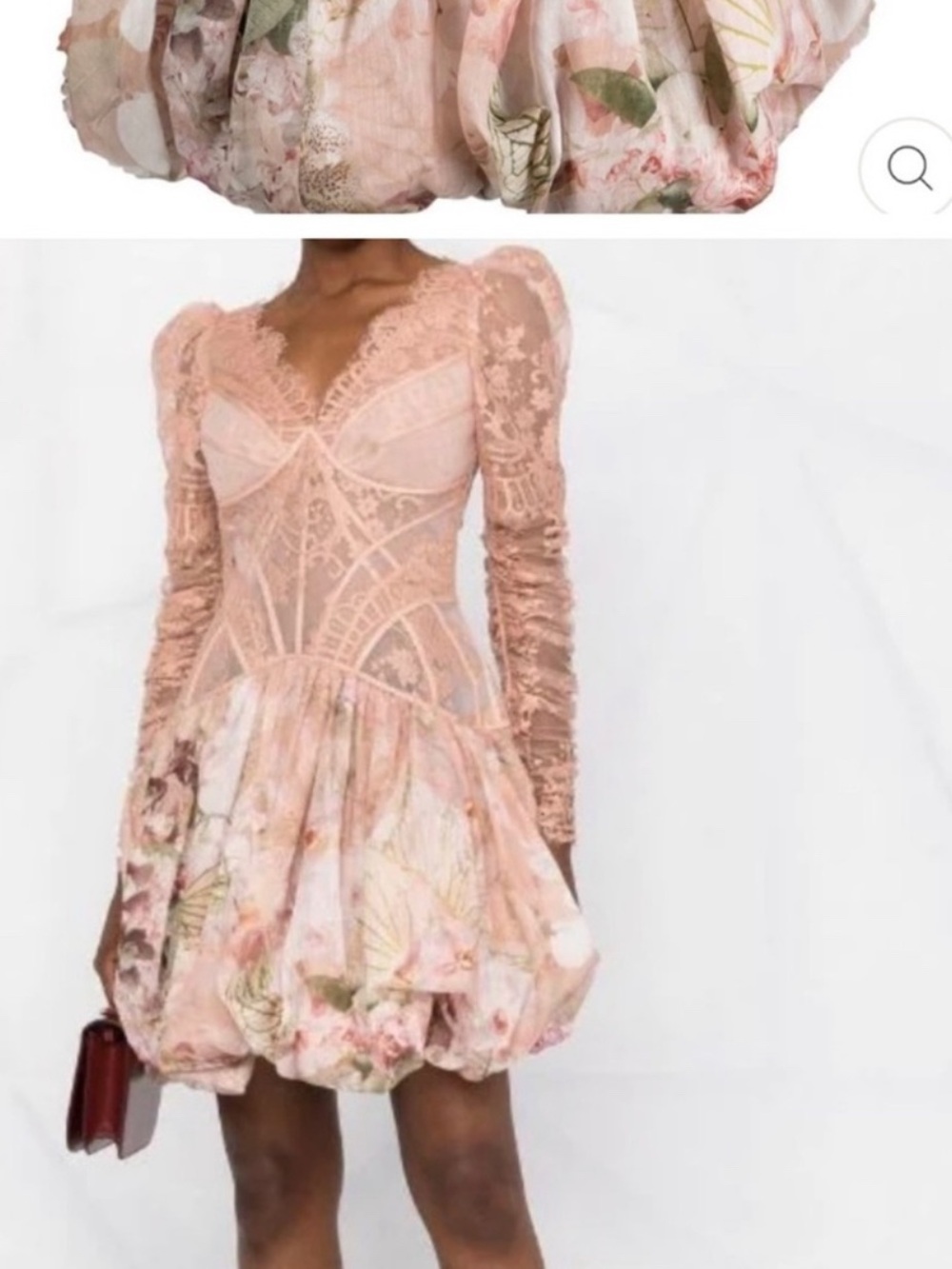 Zimmermann Blush Pink Lace & Floral Long-Sleeve Mini Dress AU size 3 ALTERED - Picture 4 of 4